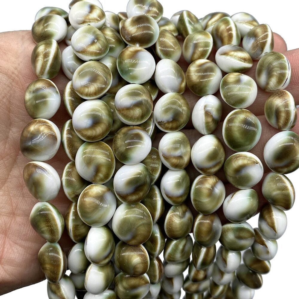 1285 ABCGEMS Premium-Grade Moss-Green Shiva Eye Shell Beads - Protective
